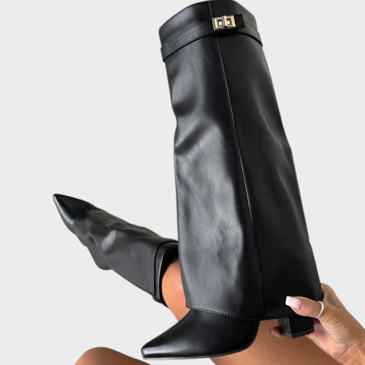 High Shaft Leather Boots for Women | Luna Wide Calf Boots