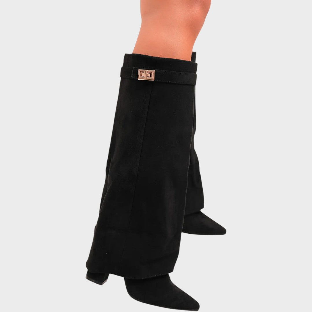 Wide Calf Suede Boots for Women - High Cut Fall Winter Statement Boots