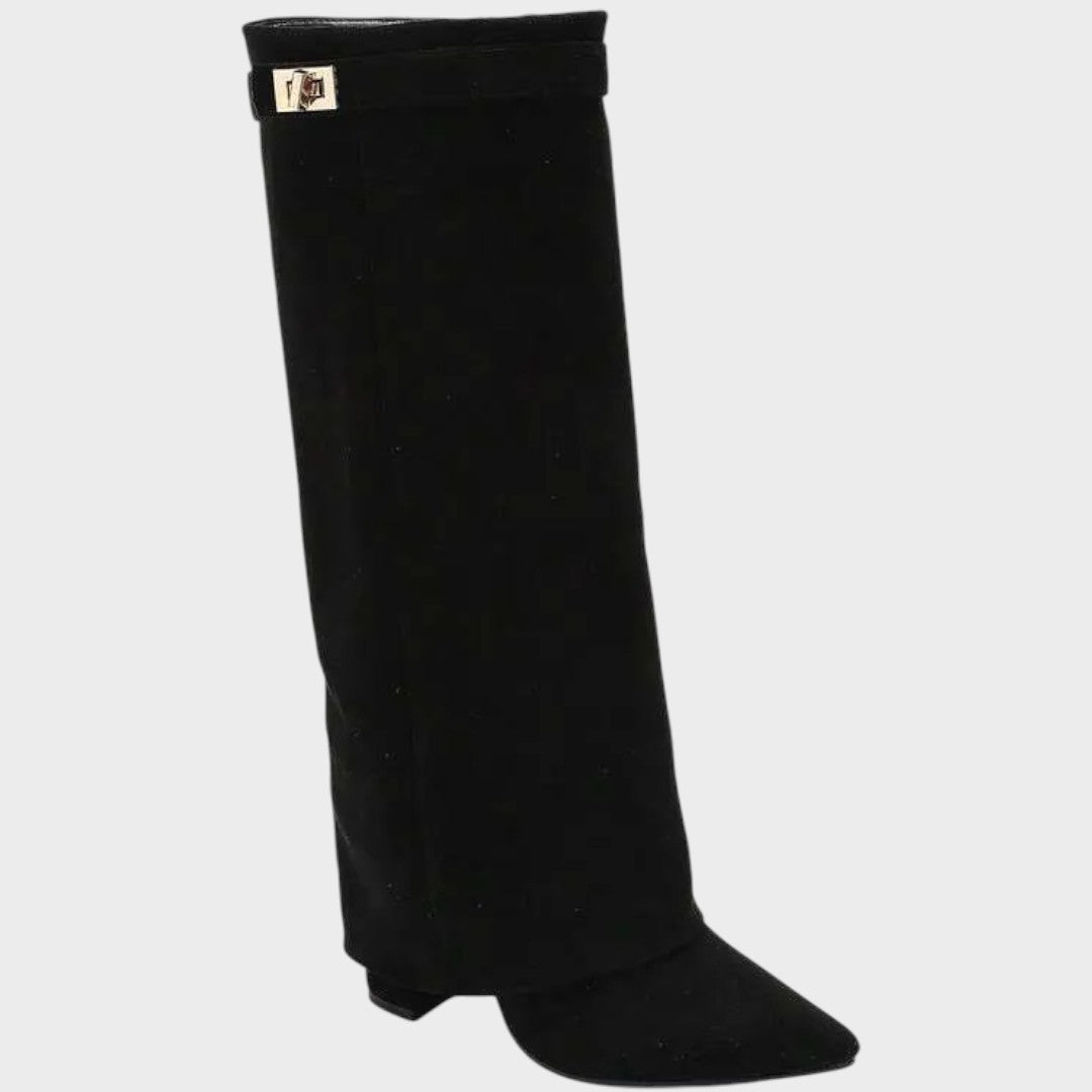 Wide Calf Suede Boots for Women - High Cut Fall Winter Statement Boots