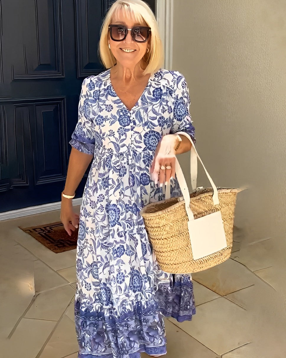 Floral V-Neck Maxi Dress for Women | Elegant Spring Style