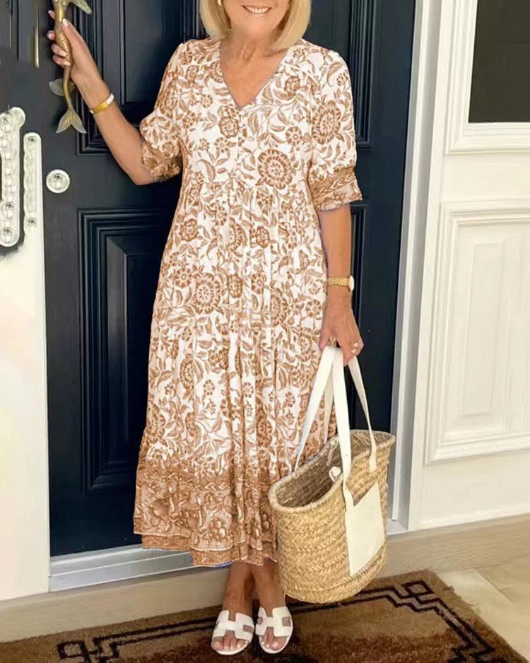 Floral V-Neck Maxi Dress for Women | Elegant Spring Style