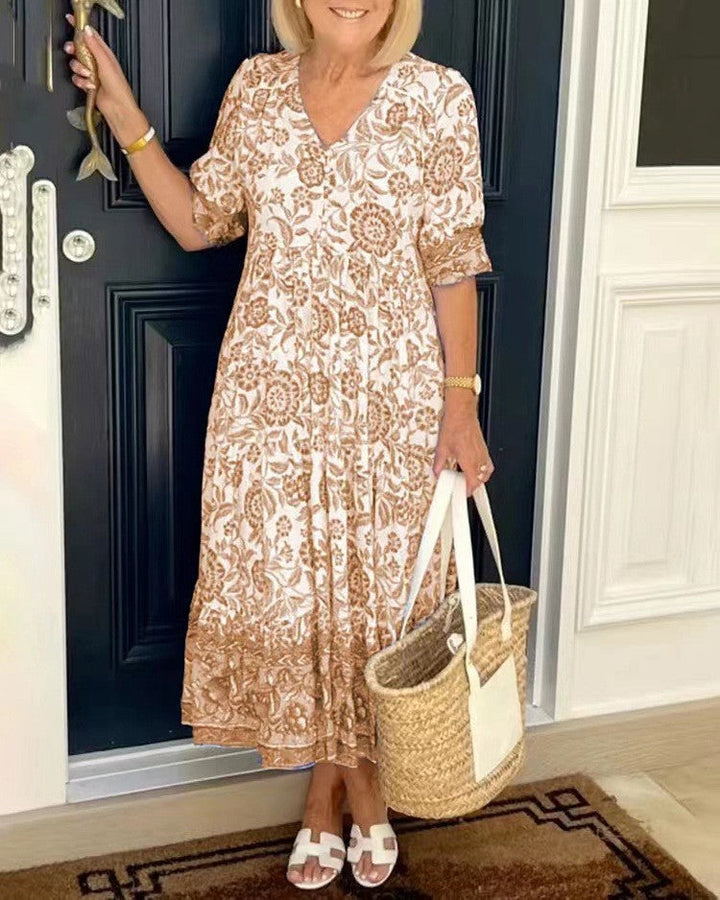 Floral V-Neck Maxi Dress for Women | Elegant Spring Style
