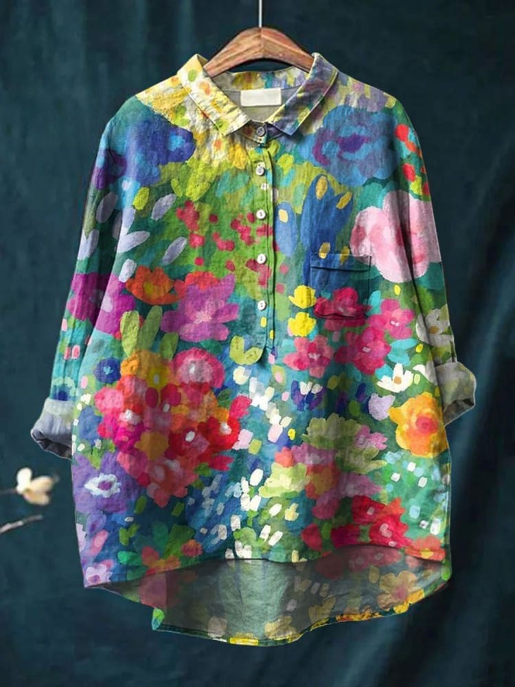 Floral Watercolor Shirt for Women | Elegant Blouse