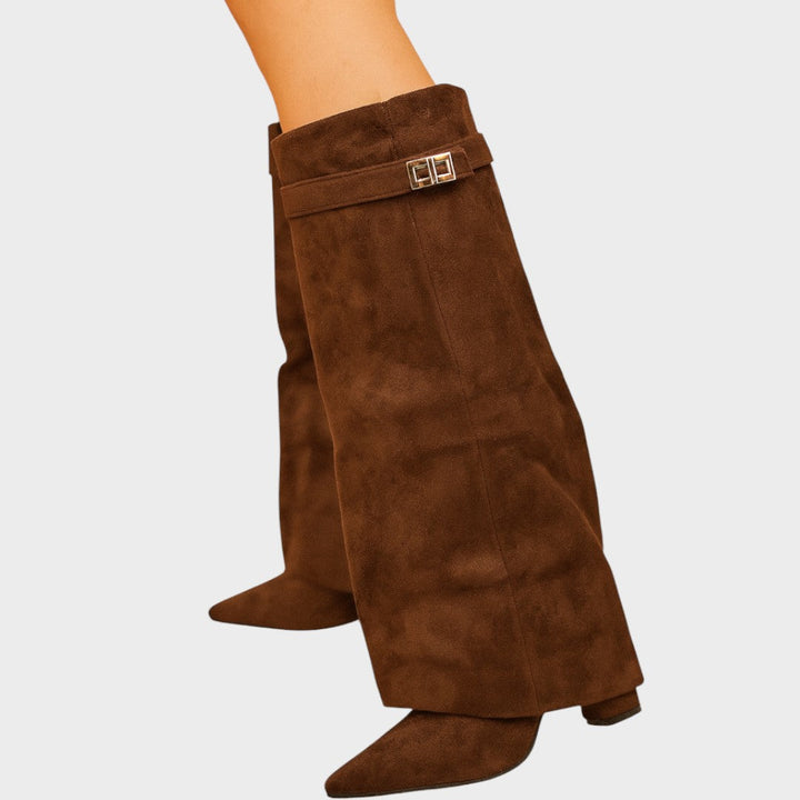 Wide Calf Suede Boots for Women - High Cut Fall Winter Statement Boots