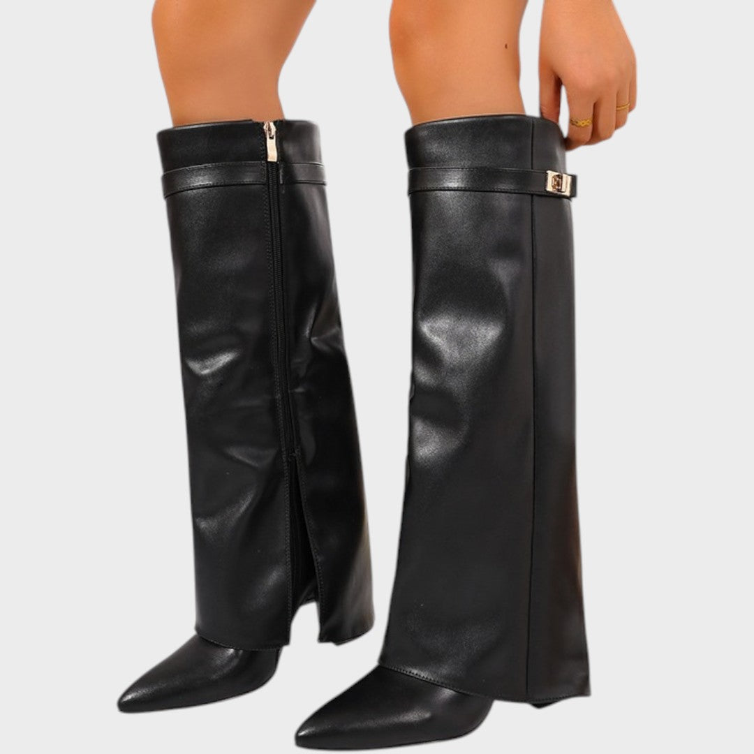 High Shaft Leather Boots for Women | Luna Wide Calf Boots