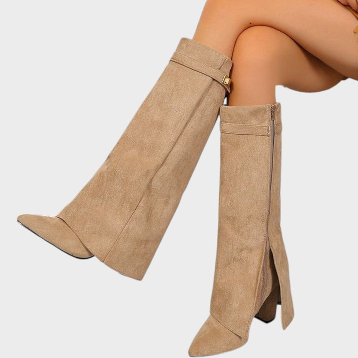 Wide Calf Suede Boots for Women - High Cut Fall Winter Statement Boots