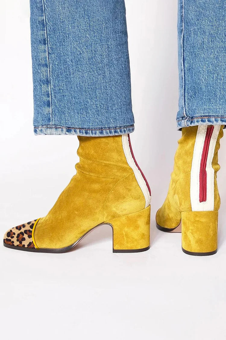 Elegant Block Heel Boots with Square Toe for Women