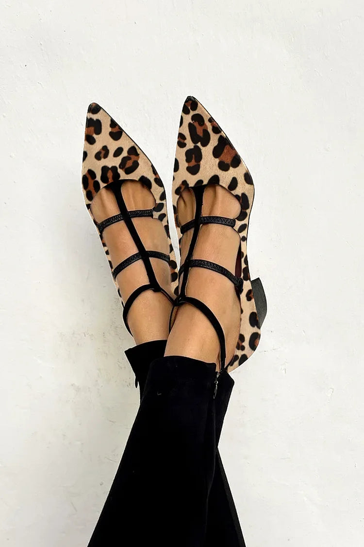 Leopard Print Strap Heels for Women | Comfortable Mid Heel Pumps