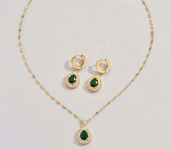 Gold Jewelry Set for Women - Elegant Necklace and Earring Set