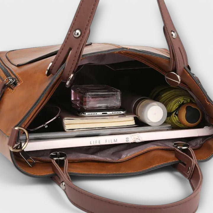 Leather Tote Bag for Work and Travel - Spacious Elegant Design