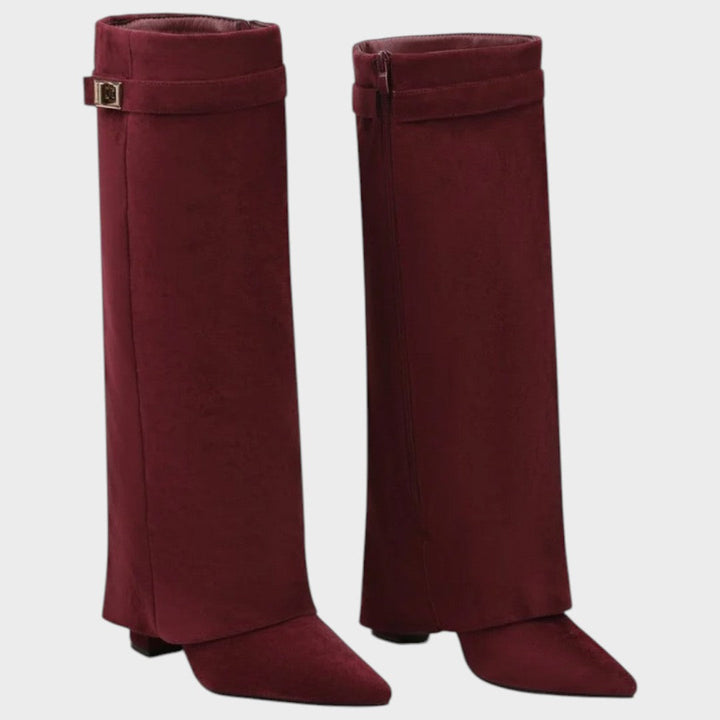 Wide Calf Suede Boots for Women - High Cut Fall Winter Statement Boots