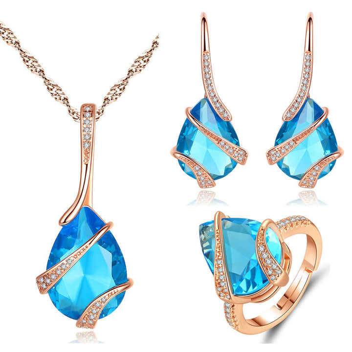 Rose Gold Jewelry Set - Elegant Matching Necklace and Earrings