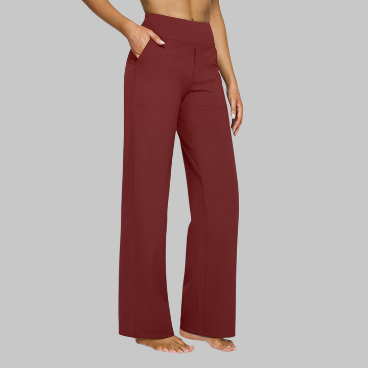 Stretch Work Pants for Women - High Waist Pull On Trousers