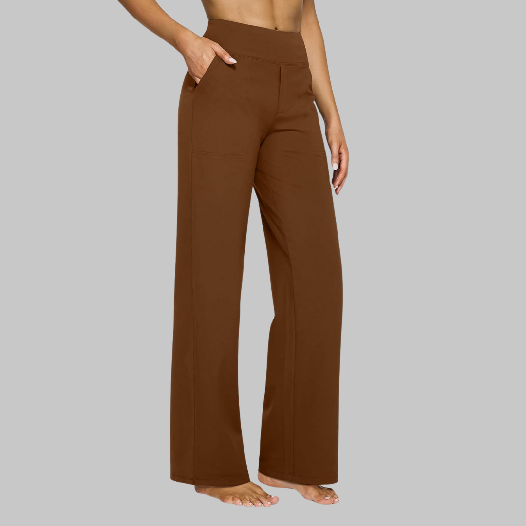 Stretch Work Pants for Women - High Waist Pull On Trousers