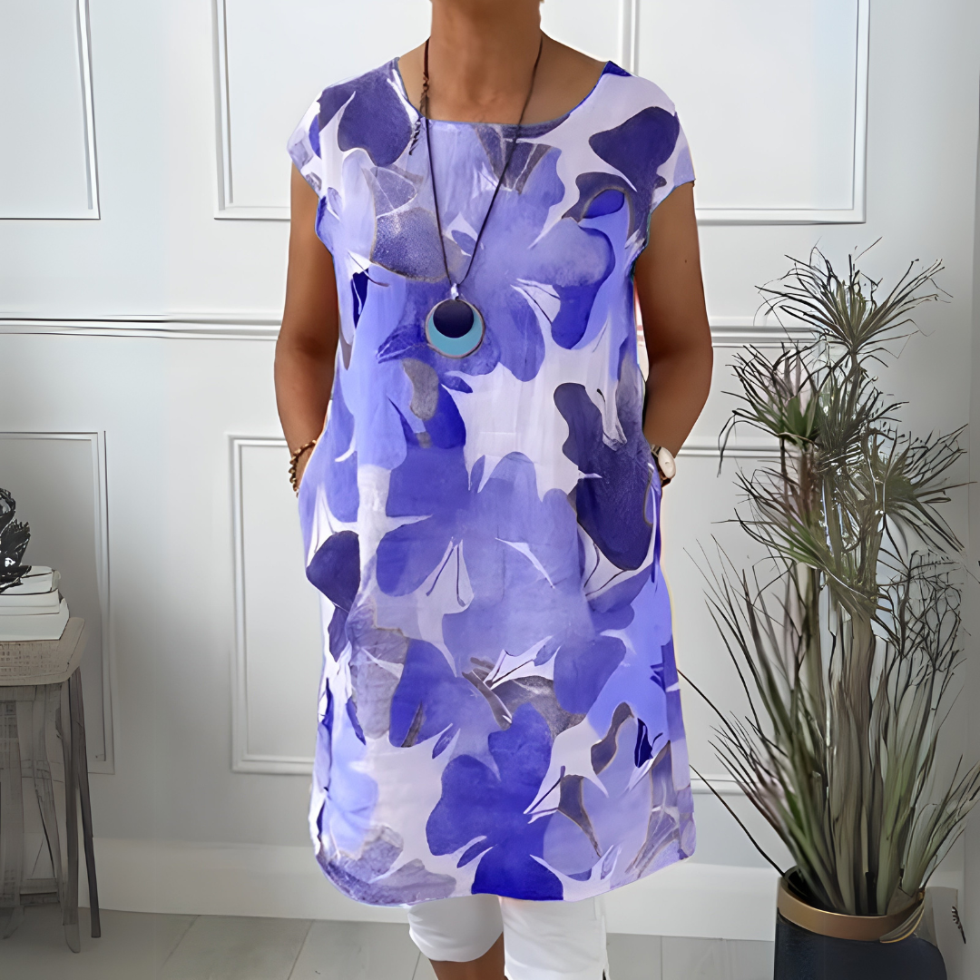 Butterfly Print Dress for Women - Relaxed Fit Summer Dress