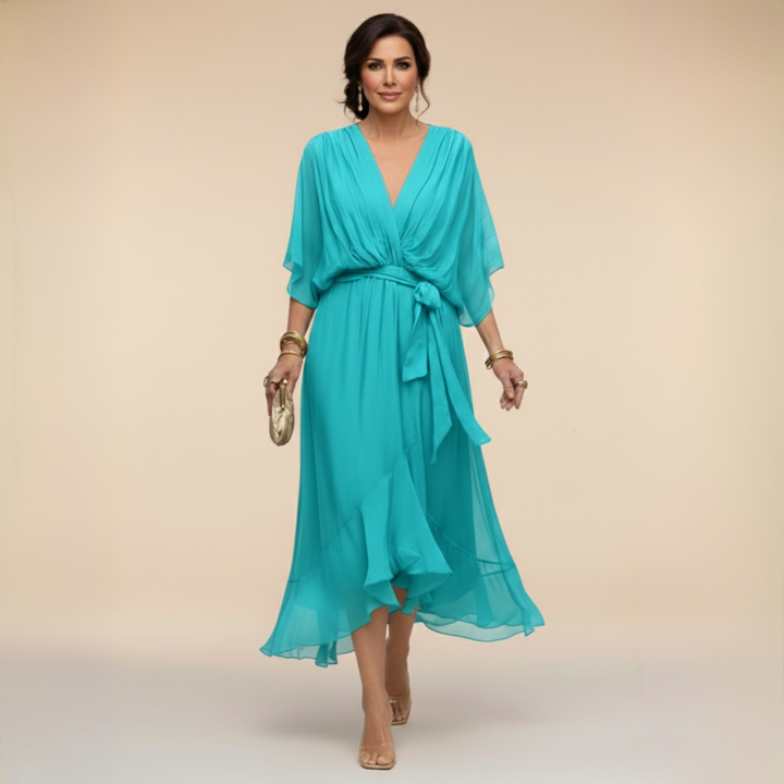 Chiffon V-Neck Maxi Dress for Women