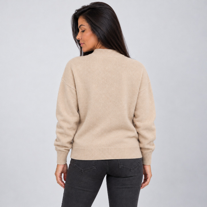 Women's Mock Neck Sweater with Drop Shoulders
