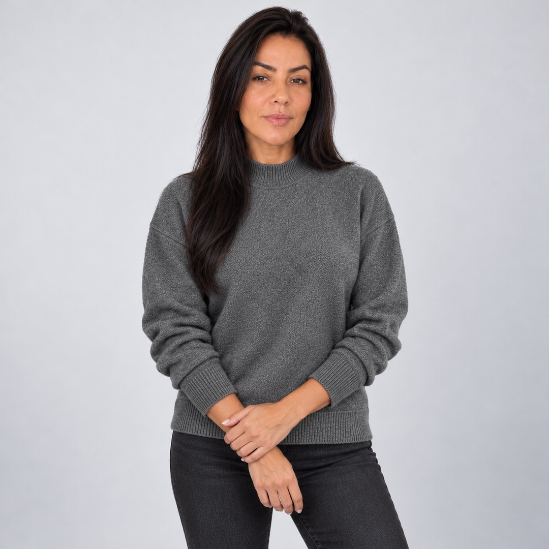 Women's Mock Neck Sweater with Drop Shoulders