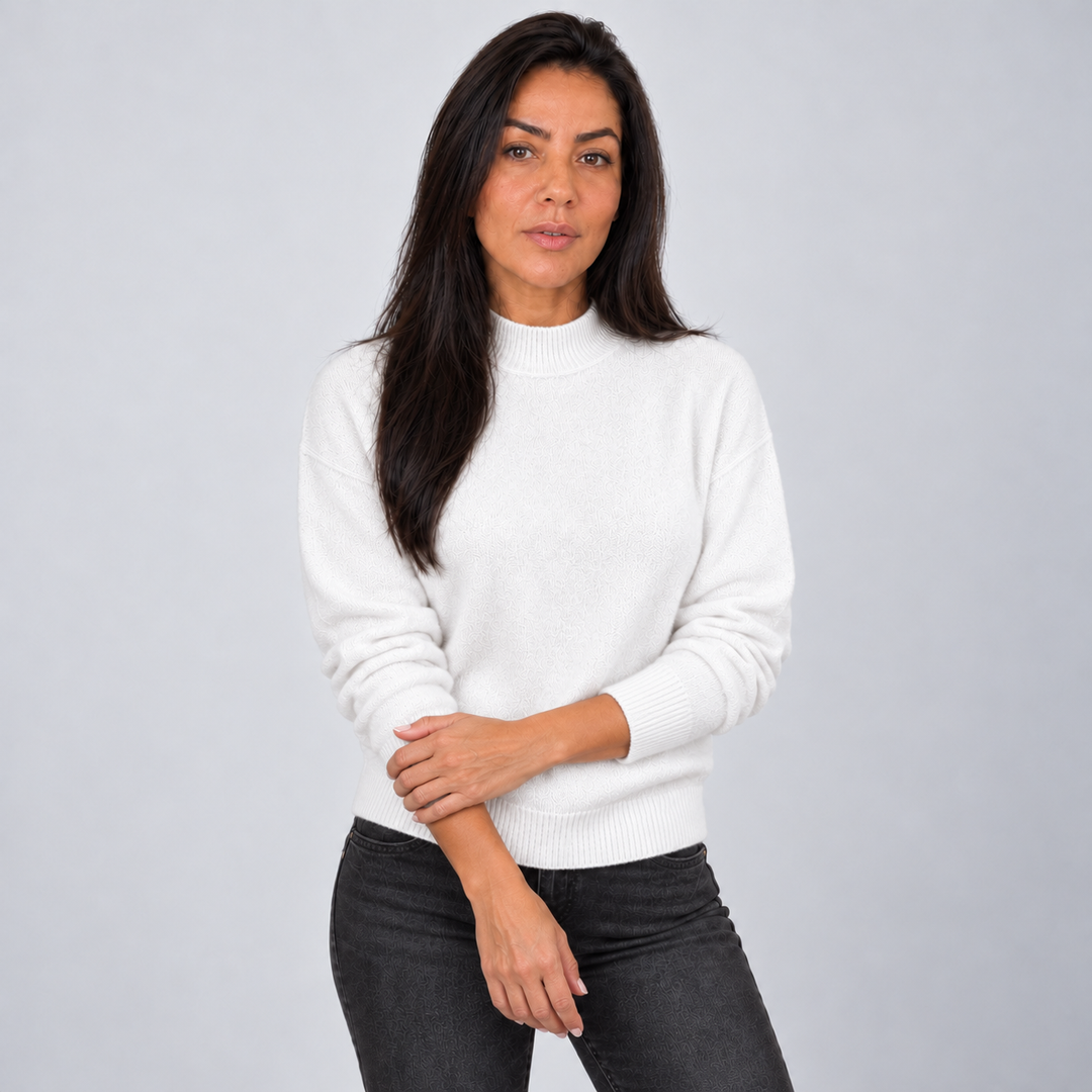 Women's Mock Neck Sweater with Drop Shoulders