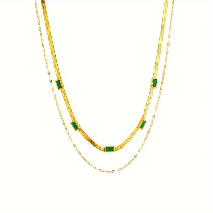 Gold Layered Necklace | Double Chain Retro Statement Jewelry