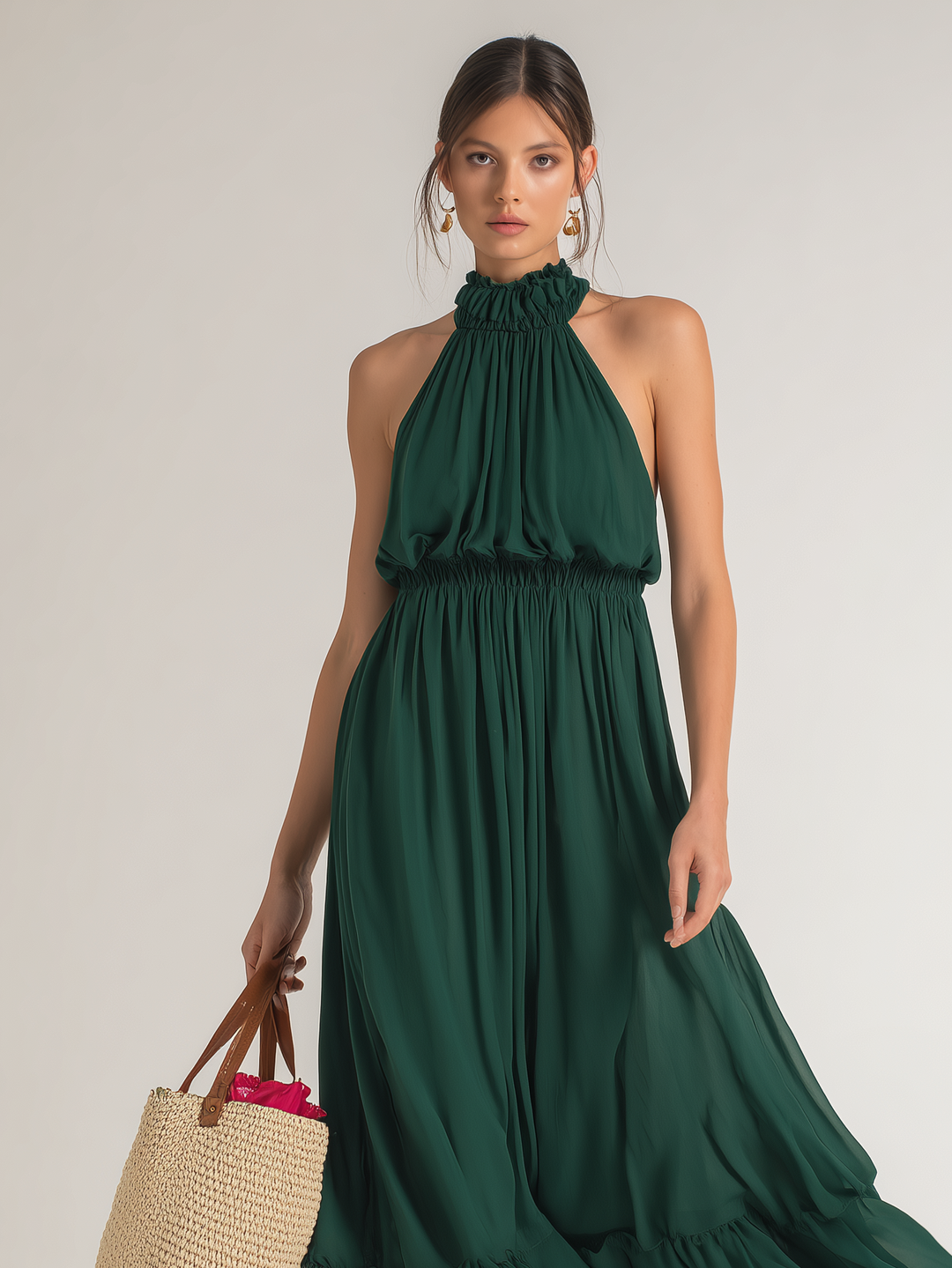 Chiffon Maxi Dress for Women - Elegant Sleeveless Evening Gown