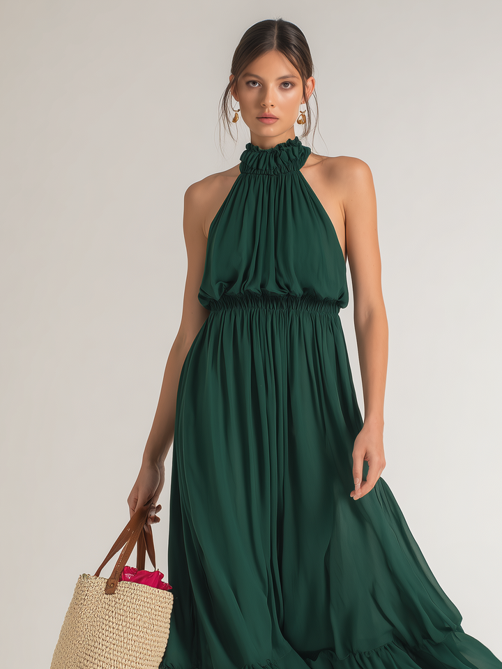 Chiffon Maxi Dress for Women - Elegant Sleeveless Evening Gown