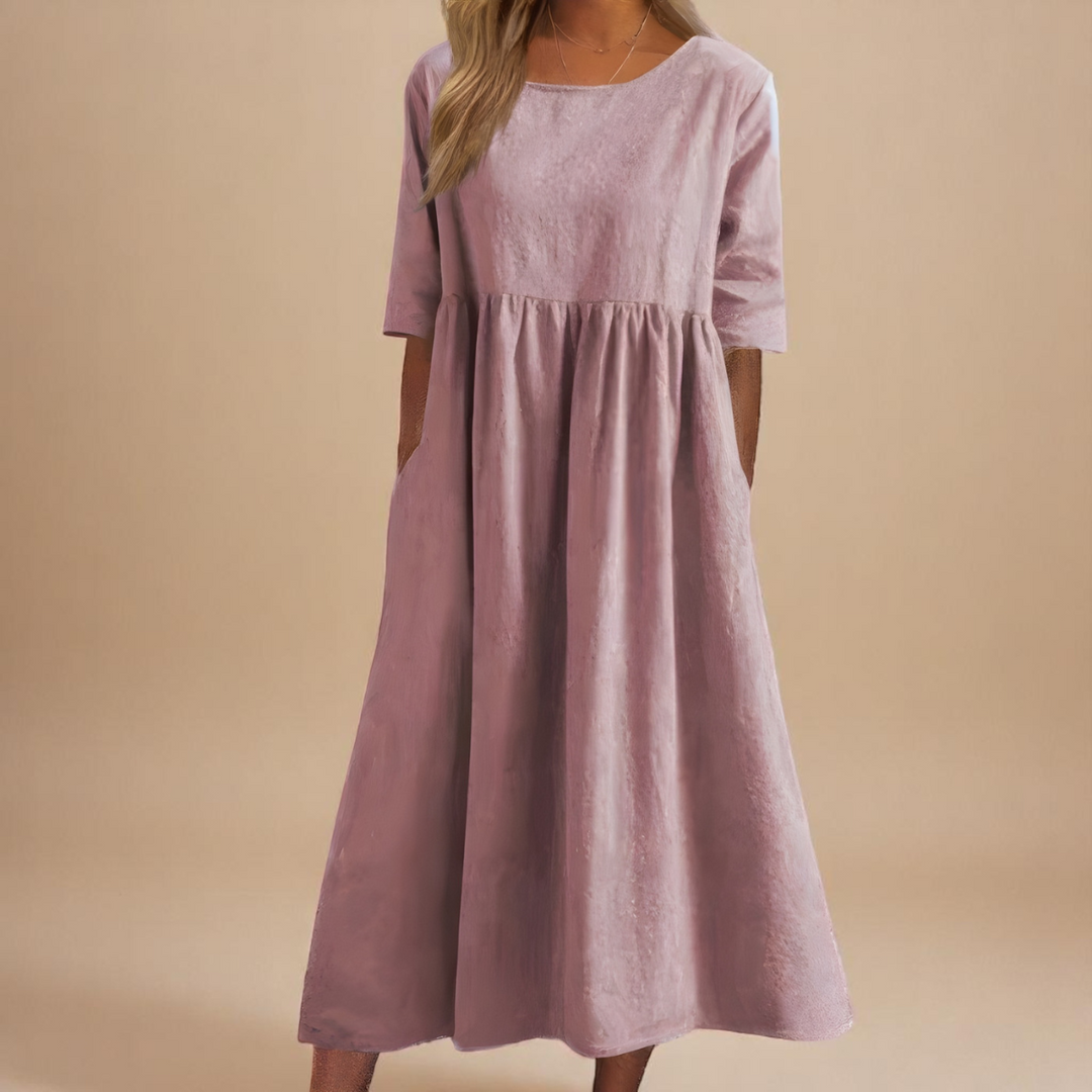 A-Line Dress with Empire Waist and Pockets for Women