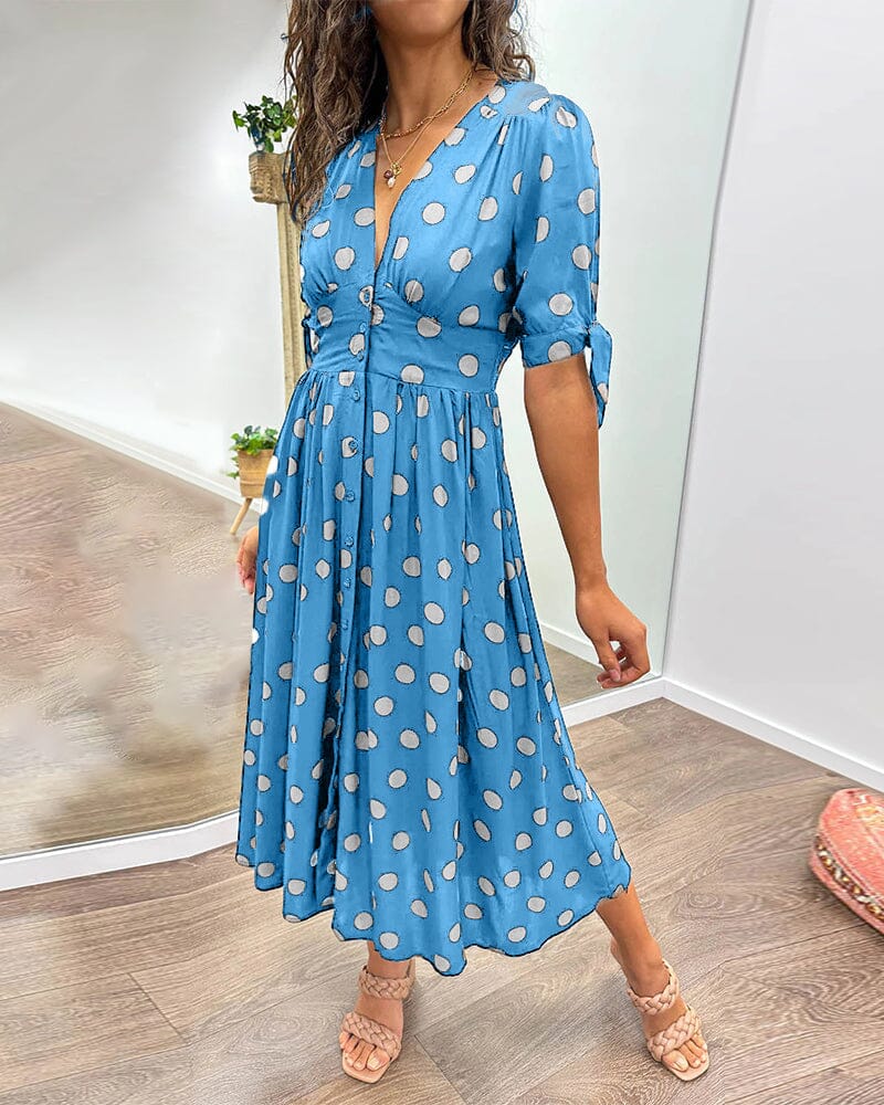 Polka Dot V-Neck Dress for Women - Timeless Everyday Style