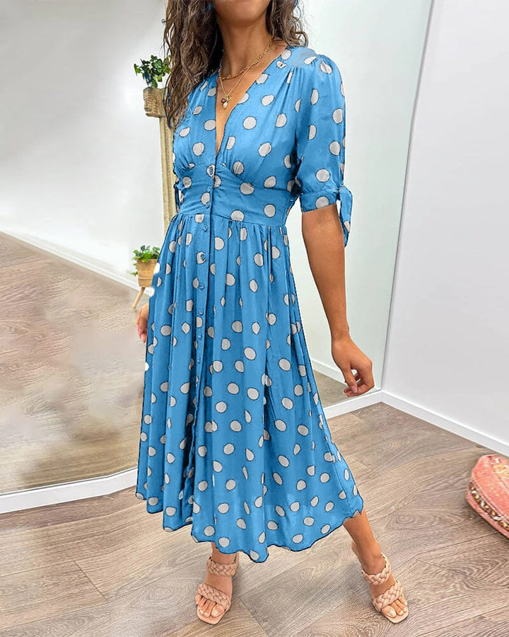 Polka Dot V-Neck Dress for Women - Timeless Everyday Style