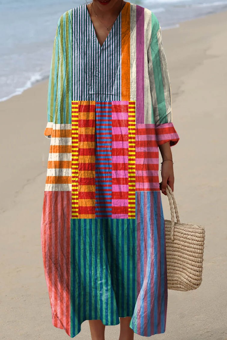 Lightweight Tunic Dress for Women with Artistic Print