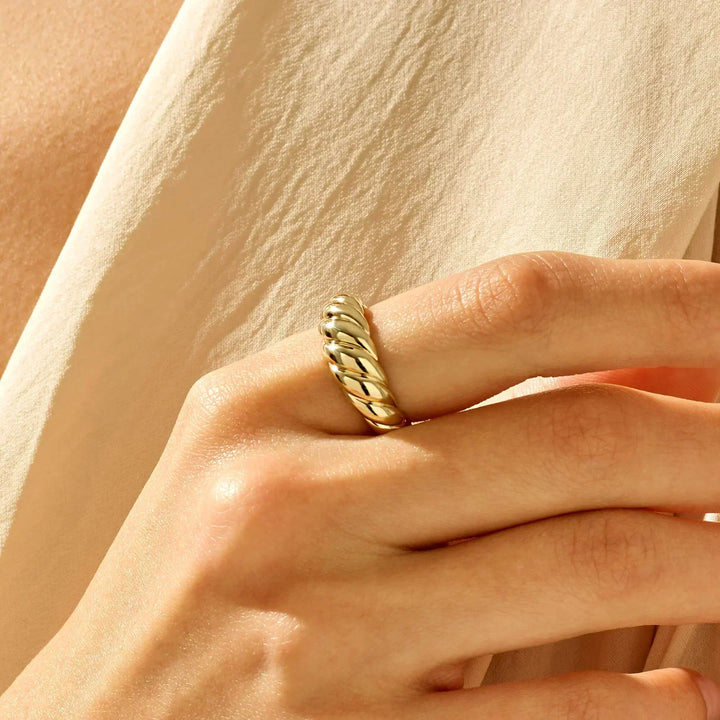 Croissant Ring Gold - Chunky Twisted Dome Statement Ring
