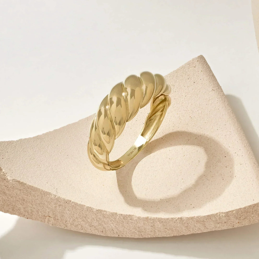 Croissant Ring Gold - Chunky Twisted Dome Statement Ring