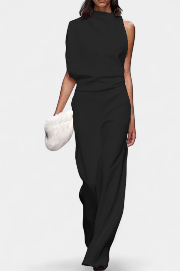 One Shoulder Jumpsuit Wide Leg for Women - Evening Formal
