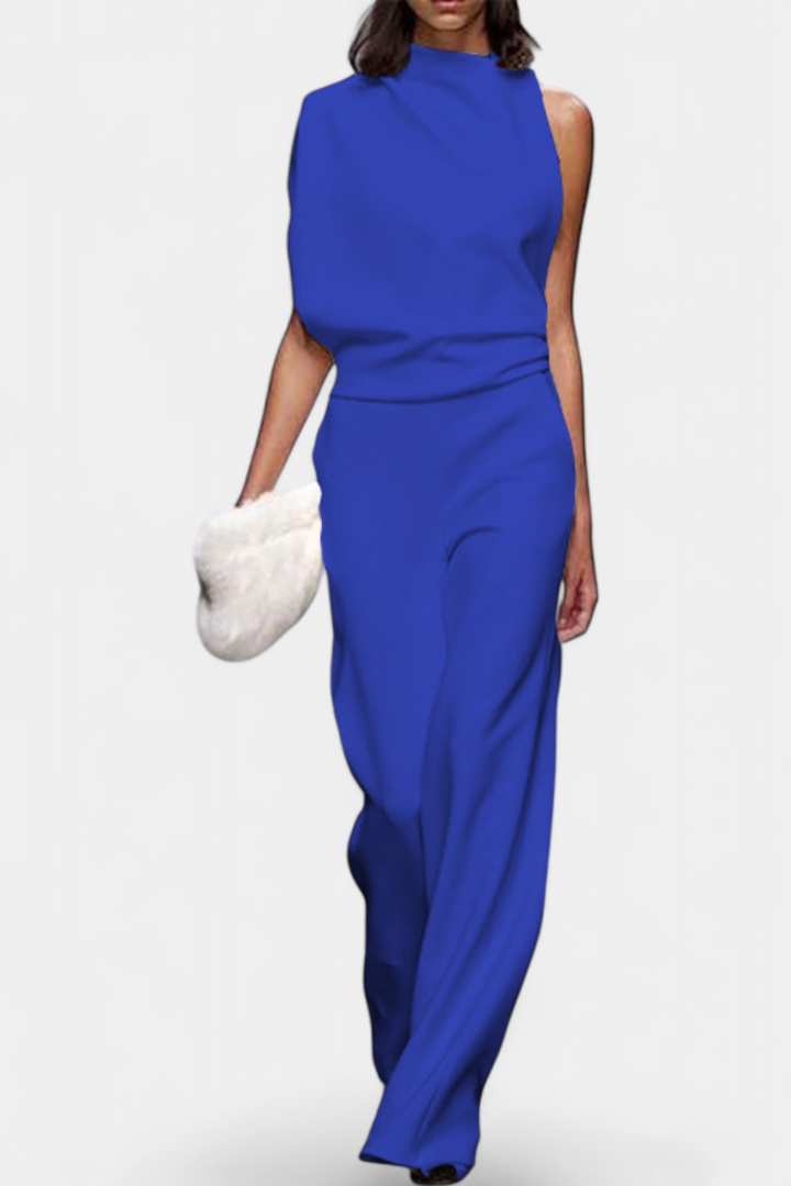 One Shoulder Jumpsuit Wide Leg for Women - Evening Formal