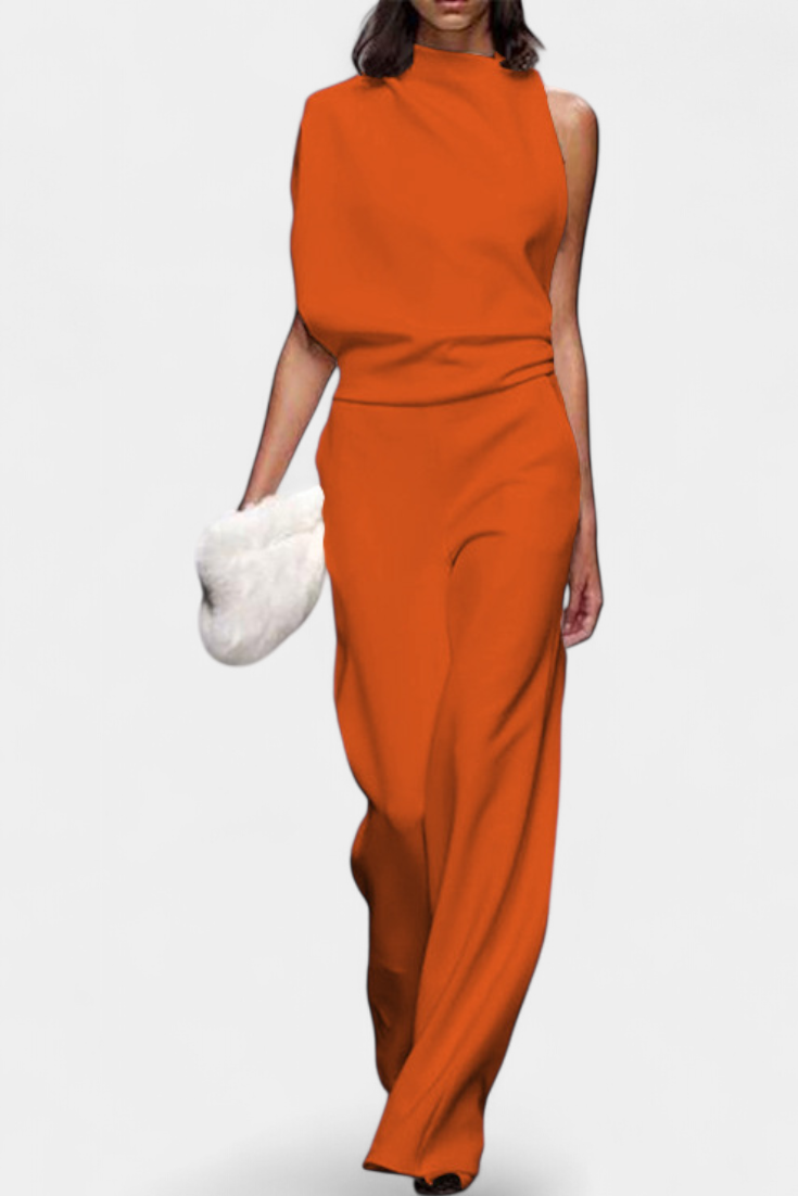 One Shoulder Jumpsuit Wide Leg for Women - Evening Formal