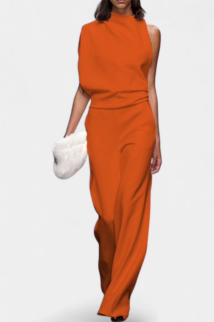 One Shoulder Jumpsuit Wide Leg for Women - Evening Formal