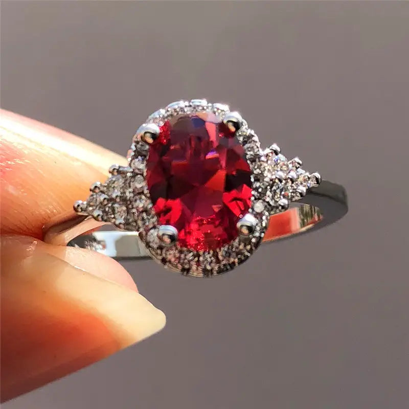 White Gold Statement Ring - Elegant Modern Design for Women