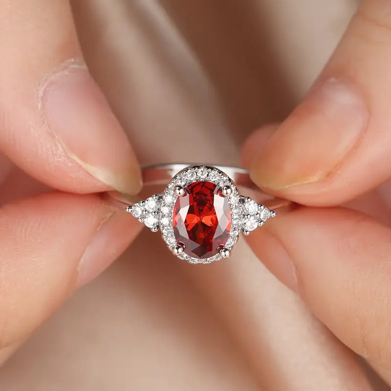 White Gold Statement Ring - Elegant Modern Design for Women