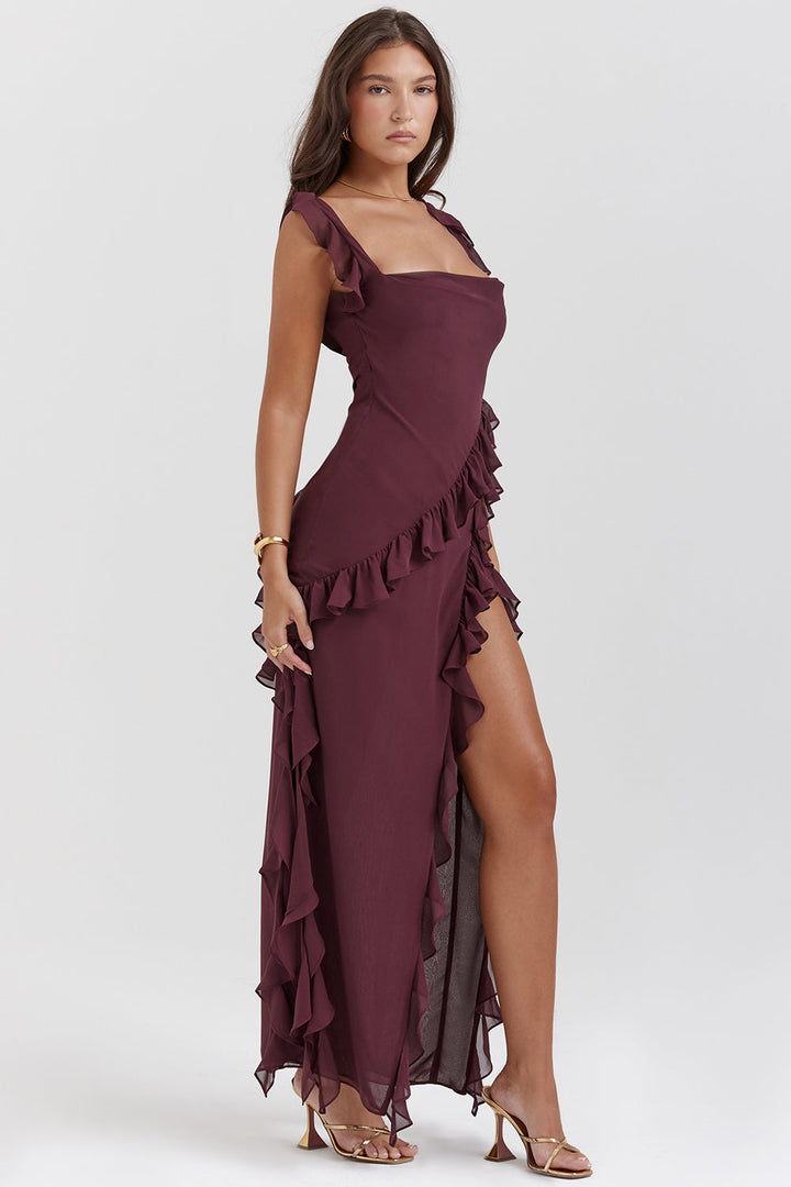 Summer Maxi Dress with Slit - Elegant Fitted Silhouette