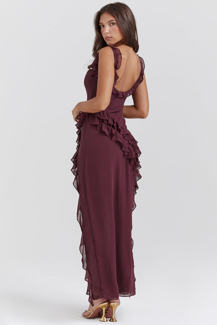 Summer Maxi Dress with Slit - Elegant Fitted Silhouette