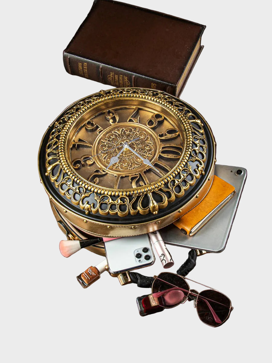 Vintage Pocket Watch Crossbody Bag with Working Clock