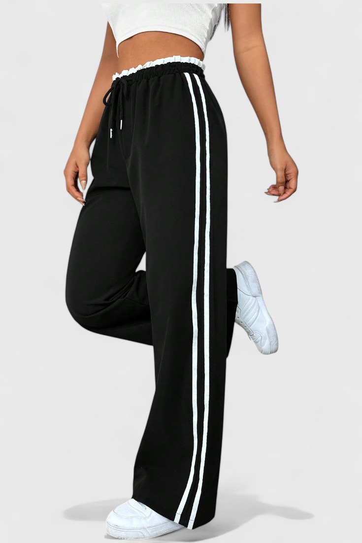 Flared Sport Pants With Side Stripe Detail For Women