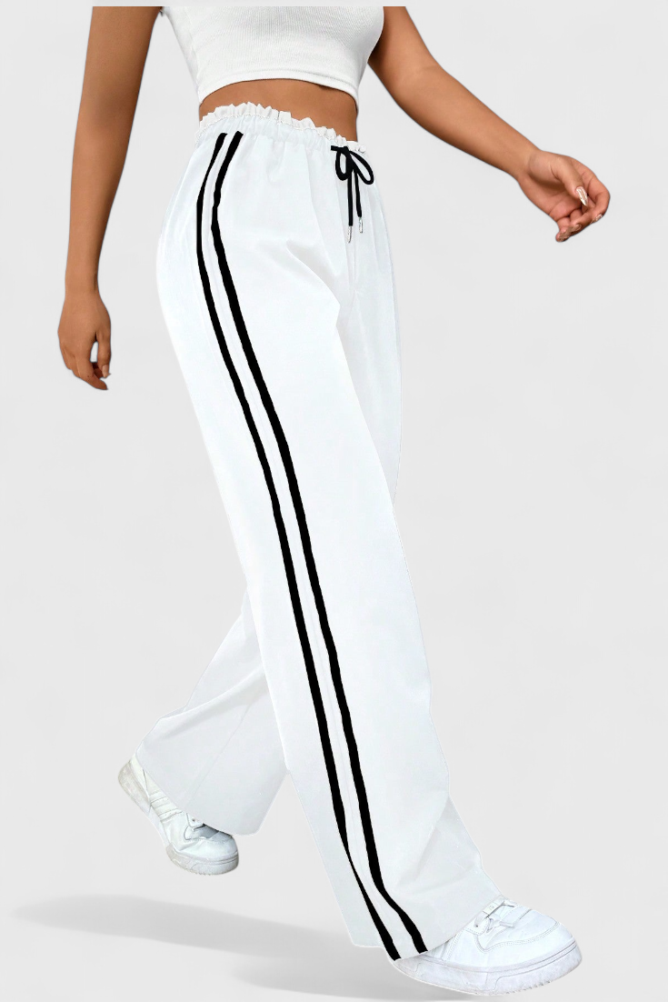 Flared Sport Pants With Side Stripe Detail For Women