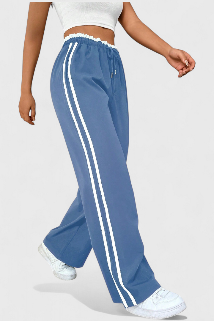 Flared Sport Pants With Side Stripe Detail For Women