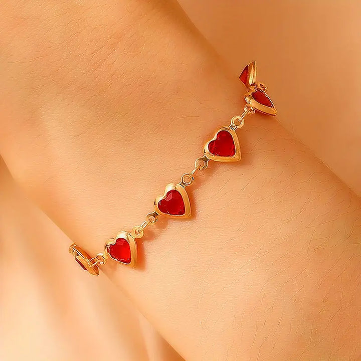 Gold Bracelet with Garnet Accents | Elegant Everyday Jewelry