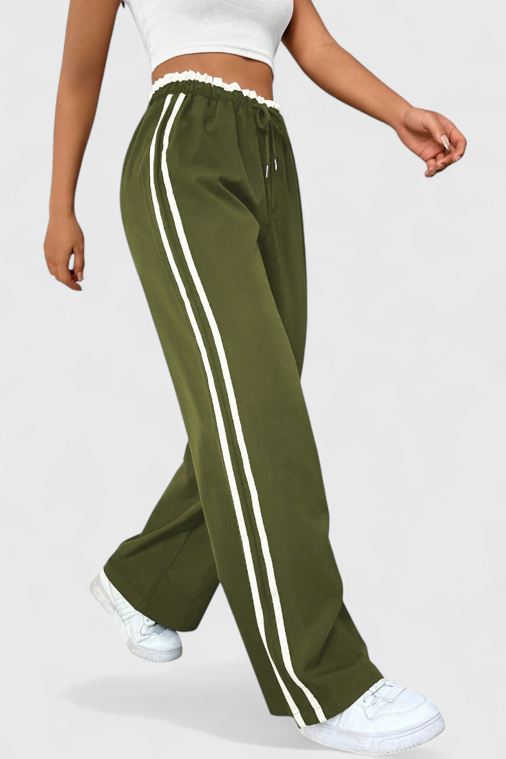 Flared Sport Pants With Side Stripe Detail For Women