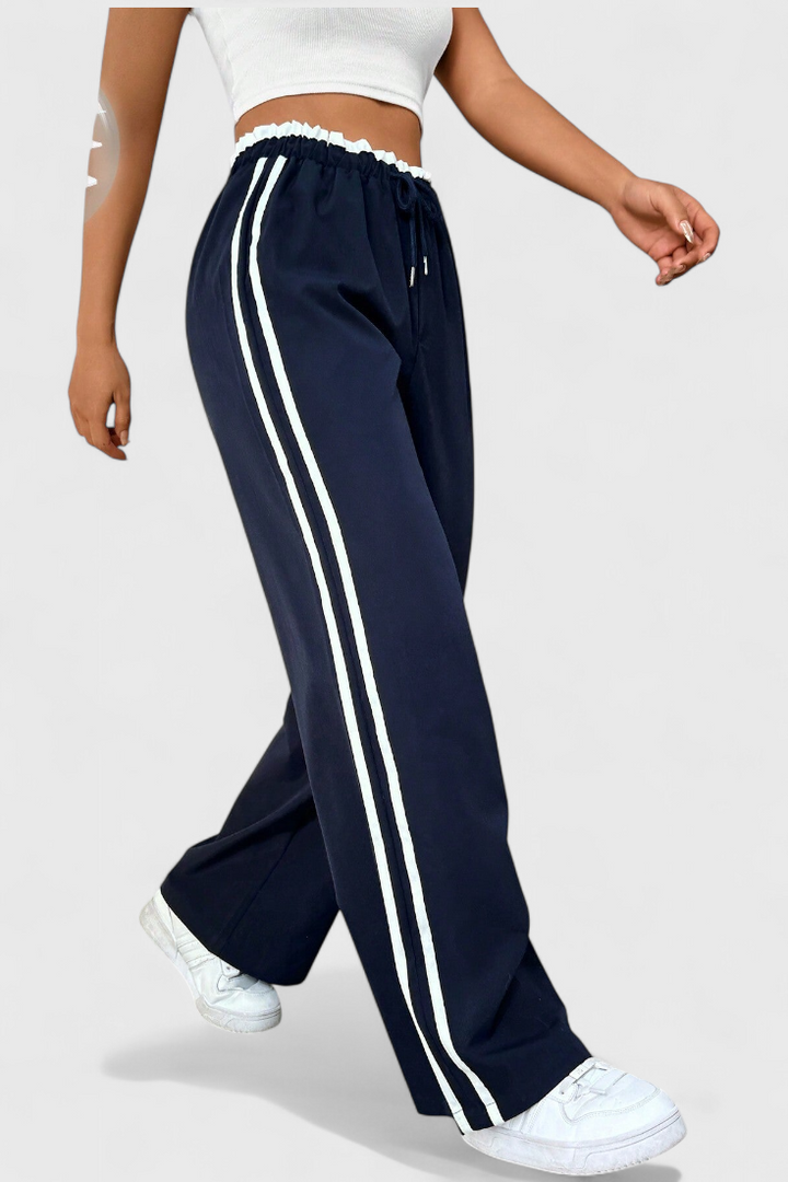 Flared Sport Pants With Side Stripe Detail For Women