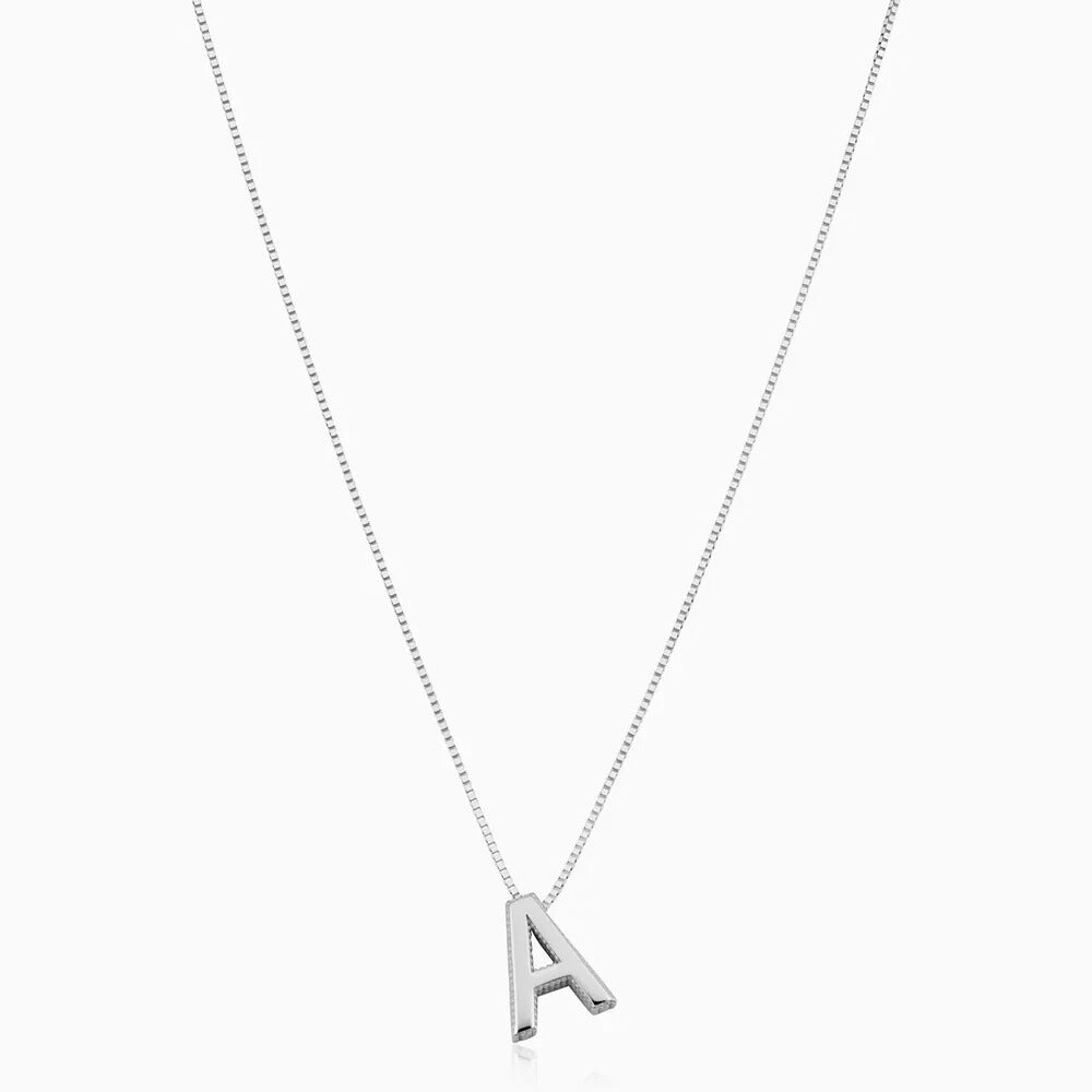 Initial Necklace White Gold Pendant | Personalized Letter Jewelry