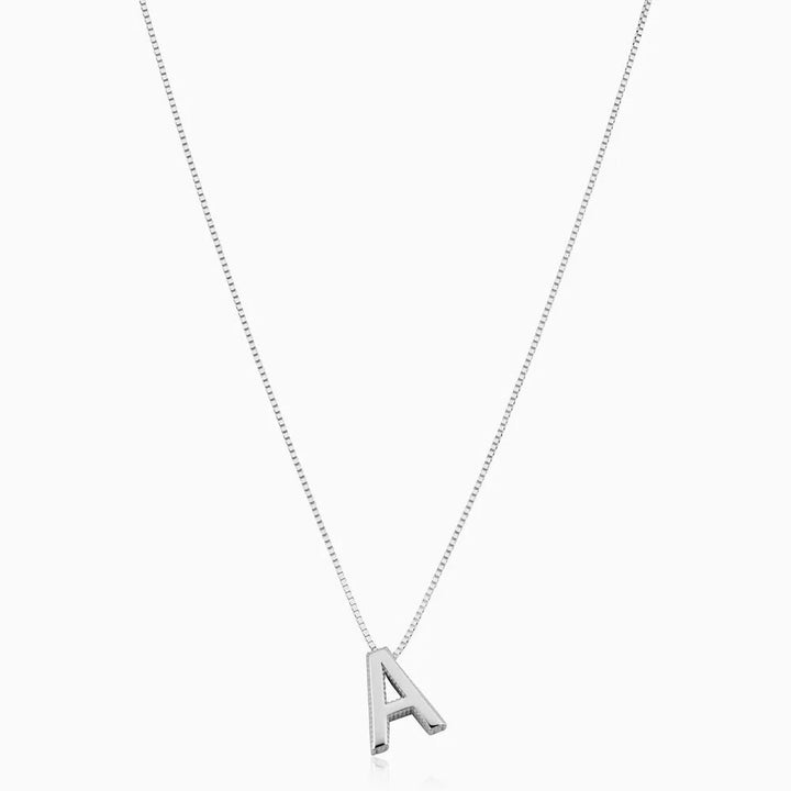 Initial Necklace White Gold Pendant | Personalized Letter Jewelry