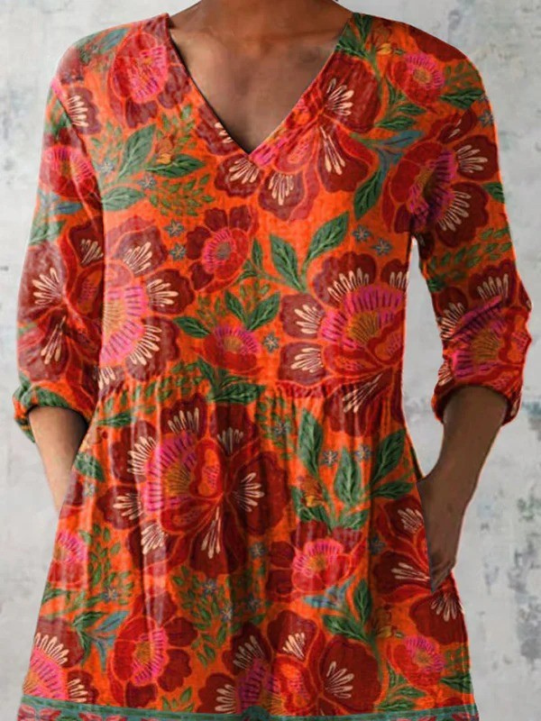 Long V-Neck Blouse for Women - Lightweight Flowy Tunic Top